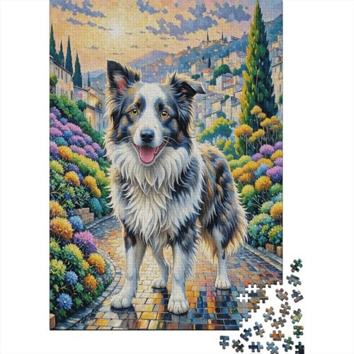 Puzzle Border Collie 1000 Pezzi in Legno Per Adulti Educativo Impegnativo Rompicapo Border Collie Garden Path Regalo Compleanno 1000pcs (75x50cm)