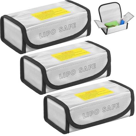Huiguli 3PCS Lipo Battery Safe Bag, Fireproof Explosion-proof Lipo Battery Bag, Battery Safety Protection Bag for Storage Charging, 18.5 * 8 * 6cm