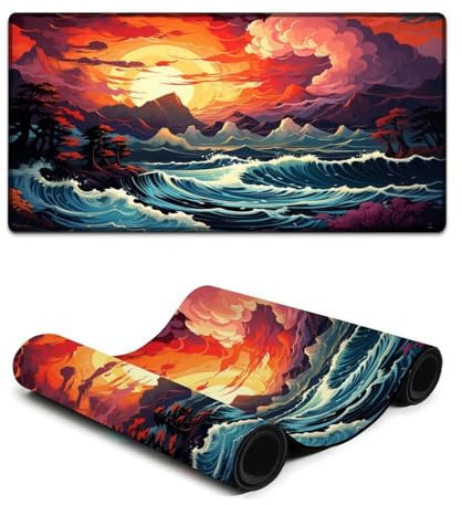 Tapis de Souris imperméable et coloré Motif Plage 30 x 60 cm pour Ordinateur Portable Fournitures de Bureau Accessoires de décoration