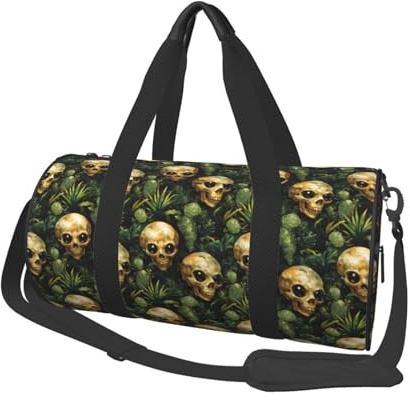 Reisetasche mit lustigem Kaktus-/Alien-Totenkopf-Aufdruck, Sporttasche für Damen und Herren, Handgepäck, Wochenende, Übernachtung, persönliche Gegenstände, Reisetaschen