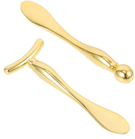 Homoyoyo 2stücke Förmiges Augenmassagegerät aus Hochwertiger Legierung Augenroller und Massagelöffel für Hautpflege und Schönheitsroller für Augencreme-applikator