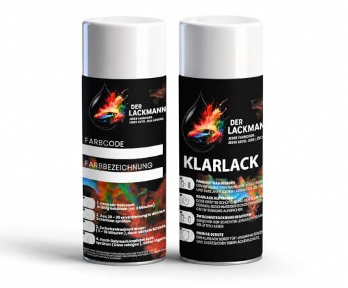 Der Lackmann Autolack Spraydose Set, VW AUDI LD7X Platinum Grey D7X + Klarlack, 2x400ml