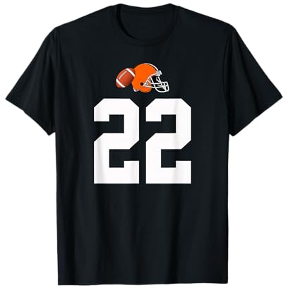 Americano Fútbol Casco Estilo Vintage Número 22 Camiseta