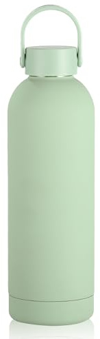 Handbag Water Bottle 350ml - Insulated Water Bottle with Handle Lid Travel Waterbottle Leak-Proof & Slim with Non-Slip Base 24H Cold 12H Hot BPA Free (Avocado Green)