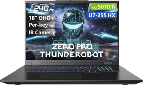 WEELIAO Thunderobot Zero 18 Pro Gaming Laptop, 18 QHD+ 240Hz Hummingbird Display, Intel Core Ultra 7 255HX, GeForce RTX 5070 Ti, 32GB DDR5, 1TB SSD, Per-Key RGB, FHD IR Camera, Wi-Fi 6E, Windows 11
