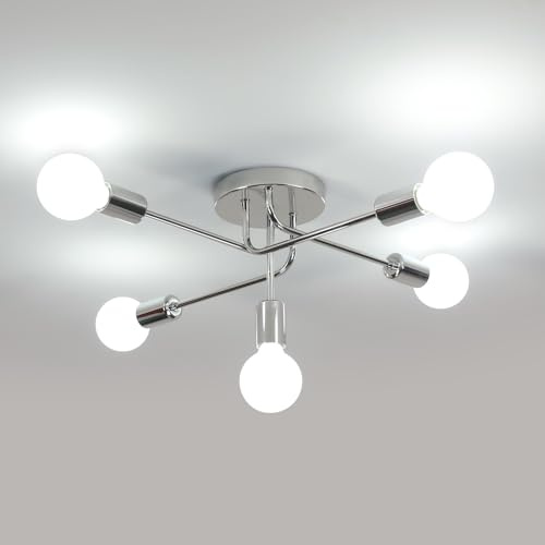 DELIPOP Deckenleuchte Vintage, 5 Flammig Retro Deckenlampe aus Metall, E27 Küchenlampe Industrial Kronleuchter für Wohnzimmer, Esszimmer, Schlafzimmer (ohne Leuchtmittel)