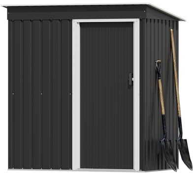 Devoko Abri de Jardin métallique 77x151x181cm, Rangement extérieur pour Jardin, terrasse et pelouse, ventilé, résistant aux intempéries, pour Cour, Maison, Usage Domestique, Noir