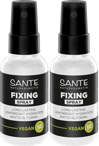 SANTE Naturkosmetik Fixing Spray - 50 ml - langanhaltendes Make-up Fixierspray - vegan & dermatologisch getestet (Packung mit 2)