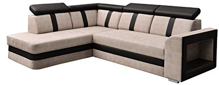 mb-moebel Ecksofa Sofa Eckcouch Couch mit Schlaffunktion und Bettkasten Ottomane L-Form Schlafsofa Bettsofa Polstergarnitur - Texas (Ecksofa Links, Cappuccino)