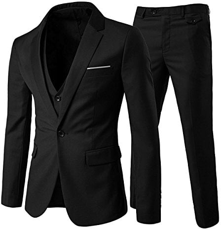 Allthemen Anzug Herren Slim Fit 3 Teilig Anzüge Herrenanzug Sakko für Hochzeit Business Schwarz L