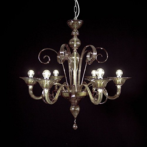 Firenze lustre en verre de Murano 6 lumières fumè