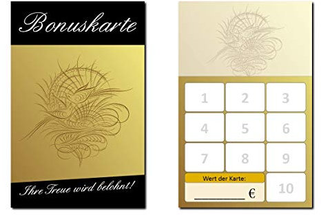 100 Stück Bonuskarten Neutral Wellness Feng Shui (BOK-420) mit 10 Stempelfeldern Treuekarten Massage Beauty