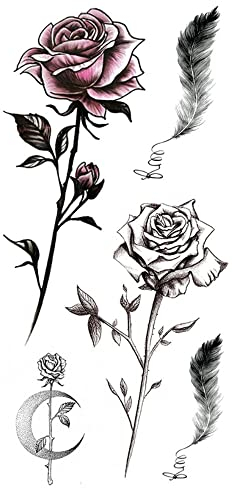 EROSPA® Tattoo-Bogen temporär/Sticker - 2 Rosen mit Stiel - Wasserfest