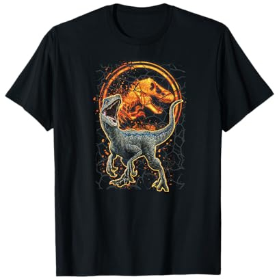 Jurassic World 2 Raptor with Fiery Logo T-Shirt