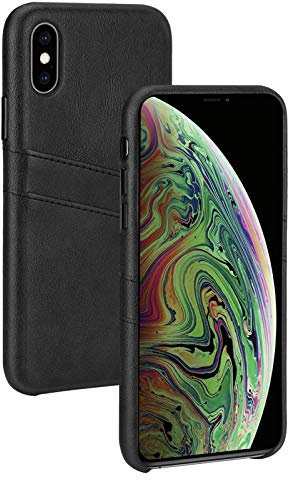 32nd Essential Series - Clip-On PU Leather Back Case Cover With Card Slots For Apple iPhone X & iPhone XS - Black