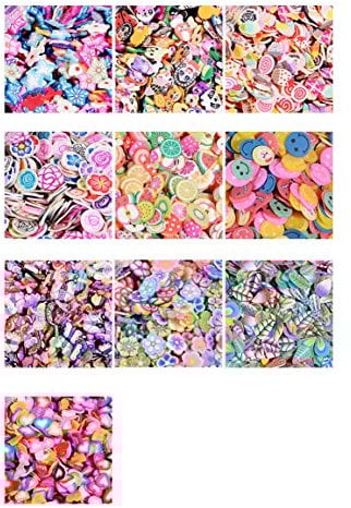 1000pcs/Set 3D Nail Art Stickers Fruit Star Tie Flower Soft Ceramic DIY Slice Tiny Decor Decoration Nail Decals(Color:colorful)