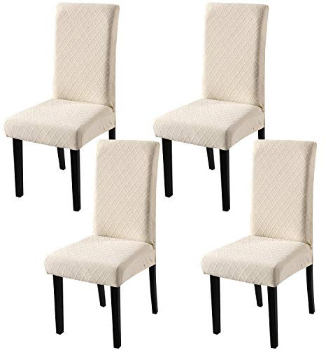 YISUN Dining Chair Covers, Chair Seat Covers Set of 4, Stretch Removable Washable Kitchen Chair Covers, Chair Slipcover for Hotel, Dining Room, Ceremony, Banquet Wedding Party