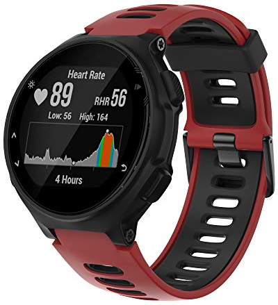 ANBEST Armband für Garmin Forerunner 735XT/235 Uhrenarmband, Sport Ersatzarmband aus Silikon für Forerunner 220/230/620/630/Approach S20/S5/S6, Rot/Schwarz