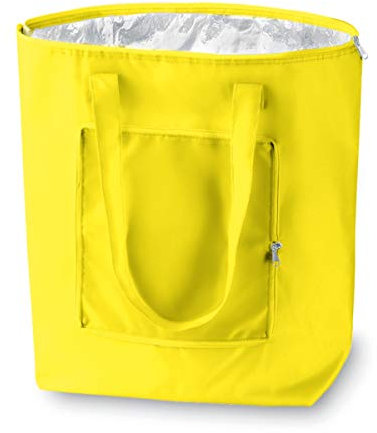PromotionGift - Nevera plegable reutilizable, bolsa de playa y de compras ligera y duradera, con forro interior de aluminio para una perfecta función de refrigeración (amarillo)