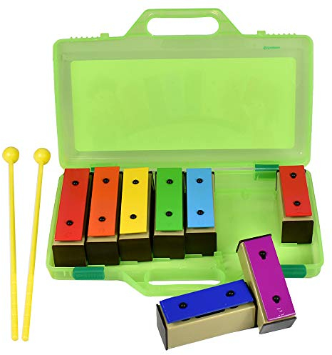 ENNBOM Xylophon Glockenspiel 8 Töne Chromatische Resonatorglocken mit grünem Gehäuse