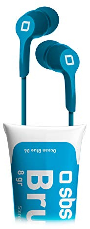 SBS Brush Stereo Headset in Farbtube verpackt, 3,5mm Klinkenkabel integriertes Mikrofon, Antworttaste blau