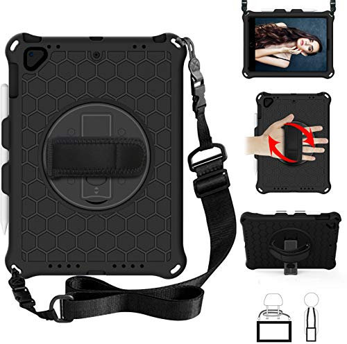 Foam Case for iPad Air (9.7'') / iPad Air 2 (9.7''), Shockproof Case with Shoulder Strap/Hand Strap and 360 Degree Rotation Handle with Foldable Kickstand