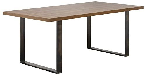 i-flair Esszimmertisch Macon 200x100 cm Kufentisch Holztisch Esstisch Kufengestell Tisch mit Tischplatte und Kufen - Nussbaum + Industrial