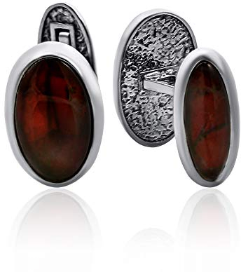 Manschettenknöpfe Sterling Silber 925 und Bernstein in Farbe dunkel Cognac, Das perfekte und stilvolle Geschenk für Männer!