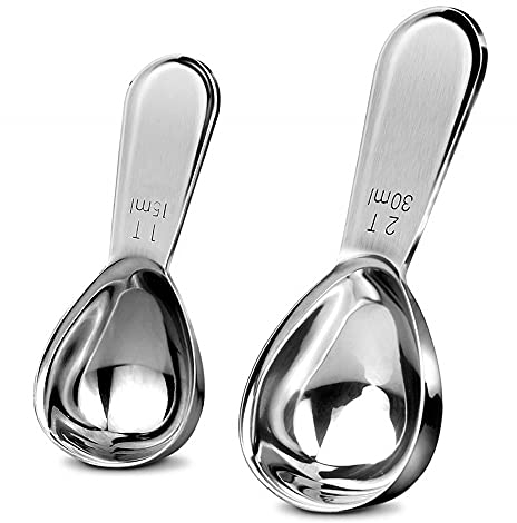Kaffeemaßlöffel Aus Edelstahl Dosierlöffel, 2 Stück Teiliges Kaffeeschaufel-Set Edelstahl Messlöffel für Kaffee, Tee, Zucker, Mehl,Kaffee Scoop Set