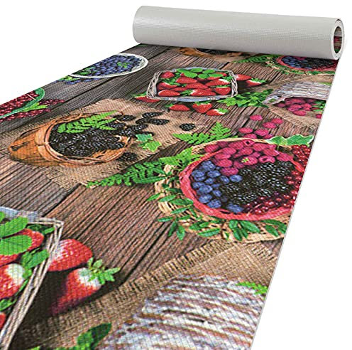 ANRO Küchenteppich Läufer Küchenläufer Teppichläufer Bodenläufer Holzoptik Beere Abwaschbar 140x50cm