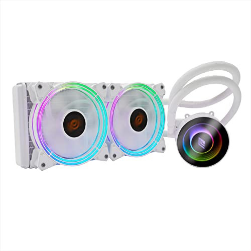 Noua Siberus 241 Blanco, Refrigeración Líquida CPU 240mm, TDP 200W, Espejo Infinito, 2 x Ventiladores Blanco PWM ARGB Silencioso, Multisocket Universal para Intel 1200 115x AM5 AM4 AM3