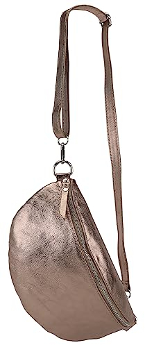 SH Leder ® echt Leder Hüfttasche Damen Herren Unisex Gürteltasche für Festival Reise Bauchtasche große Crossbody Bag Frauen Ledertasche 30x18cm Lala G399 (Bronze)