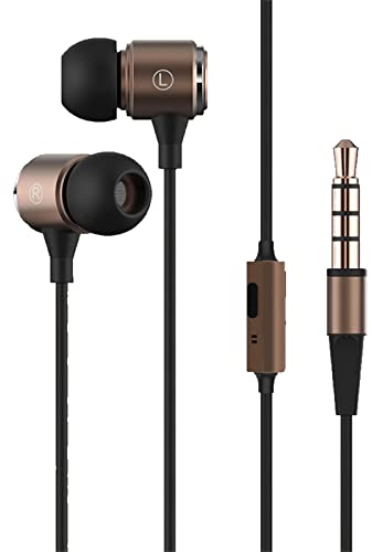 100SEASHELL long cord wired earbuds no microphone headphones watching tv with extra noise isolating blocking bass ear buds without mic corded length earphones