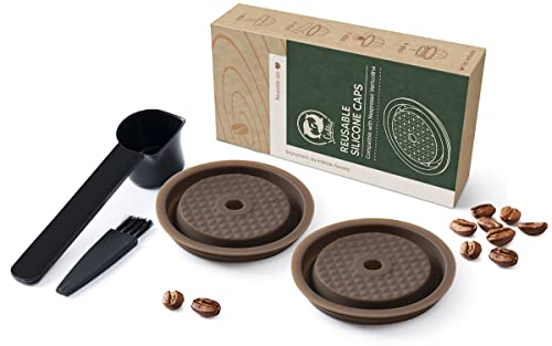 Reusable Coffee Capsule Lids Discs Refillable Pod for VERTUOLINE & VERTUO Capsules, Compatible with VERTUOLINE & VERTUO pods (2PCS Silicone Caps)