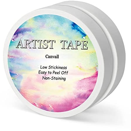 Canvall Masking Artists Tape 2 Pack White, Acid-Free Self-Adhesive Tape for Drafting Art Watercolor Painting Canvas Framing Paint Mask,2cm Wide 100m Long