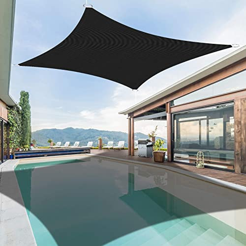 Sonnensegel Wasserdicht Sonnenschutz 5x5m Garten Outdoor Wasserdichtes Sonnensegel Segeltuch Pergola Wasserdicht mit Sonnensegel Befestigung Wasserdichtes Tarp aus Baumwollmischgewebe, Schwarz