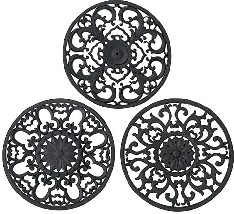 Extra Thick Silicone Trivet Mat for Dishes, Pots and Pans, Pot Holder, Hot Pad to Protect Table and Countertop, Kitchen Decor and Accessories, Black, Set of 3