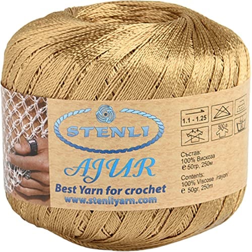 Filato Viscose Oro per uncinetto e da ricamo, 1 mm, 50 g, 250 m
