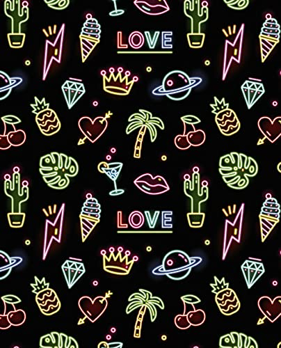 Geschenkpapier Neon Love Schwarz - Breite 100cm - 100m lang - K602208-50cm/100Mtr