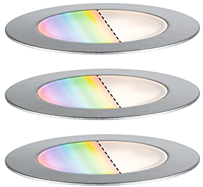Paulmann 94752 Plug & Shine LED Bodeneinbauleuchte Floor Smart Home Zigbee 3erSet rund IP67 3x2W 3x65lm dimmbar 70mm Edelstahl RGBW seewasserresistent