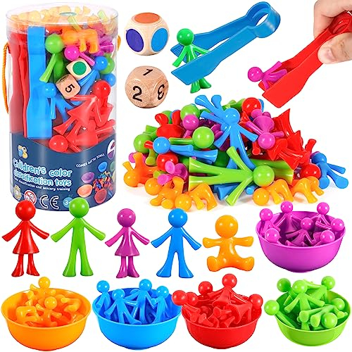 NCKIHRKK 40 Piezas Juguete Educativo Juego Montessori de Combinación de Color para Contar, Motricidad Fina, Regalo Niños 2-5 Años para Pascua Navidad