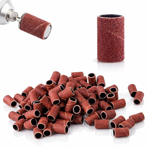 LALILL Cappucci Abrasivi 80 Grit - 100 Pezzi - Fasce per Fresa Pedicure Manicure - Accessori per Lima Elettrica Unghie - Rimozione Cuticole Gel Acrilico - Uso Professionale