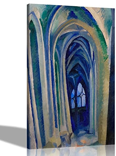 Artley Prints - Saint-Séverin No. 1 von Robert Delaunay Leinwandbild Kunstdrucke l Haus, Wohnzimmer, Schlafzimmer Dekor l Abstrakte Bilder Dekoration 60 x 40 cm A2