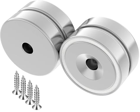 Wukong Pot Magnets 4 Paquetes N52 Base redonda fuerte Imán de avellanado de neodimio Imán Ganchos magnéticos Fuerza de sujeción de 40kg