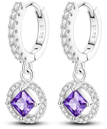 QIKAOLA Silber Creolen Ohrringe für Damen 925 Sterling Silber Creolen Ohrringe mit bunten Cubic Zirkonia Hypoallergene Silber Huggie Scharnier Knorpel Ohrringe