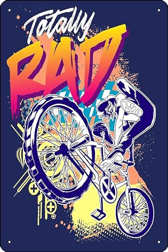Oedrtqi Totally Rad 80er Jahre BMX Bike Poster Metall Blechschild Plakette Männerhöhle Wand 20,3 x 30,5 cm Wandkunst Dekoration
