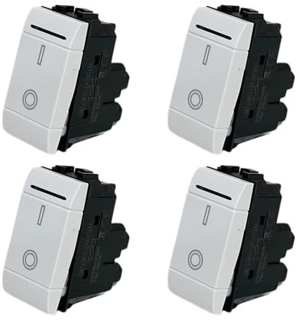 4 Pezzi Interruttore Bipolare 16A, 250V Compatibile Con Bticino Living Bianco (Interruttore Bipolare 1003, 4)