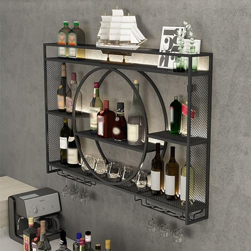 Bouteille Muraux Métalique Étagère À Vin Étagères Polyvalentes En Métal Pour Bar Casier À Vin En Fer Pour Cave Porte Bouteille Muraux Industriels Pour Cuisine,Cave À Vin ( Color : Nero , Size : 120*15