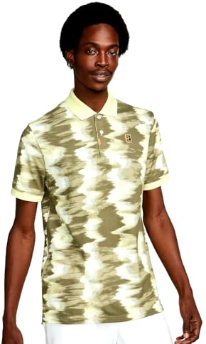 Nike Herren Melbourne Court Dri-Fit ADV Slam Tennisshirt, Mittlerer Chiffon, Olivgrün / Zitron, Mittel