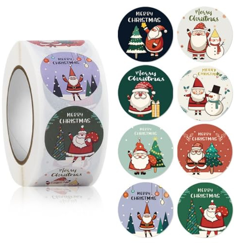 FEIFEI'S BOW 500pcs Christmas Stickers Party Bag Fillers Tags Gift Self-Adhesive Label Craft Scrapbooking Envelope Seal (Christmas 05)